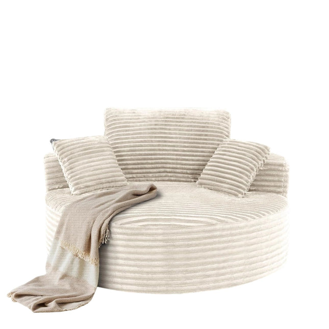 55” 3.5cm Thick Corduroy Foam Sofa – Round, with Pillows