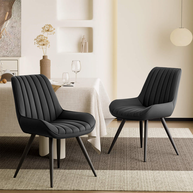 Modern Dining Chairs Fabric Upholstered Cushions Metal Legs Set of 4