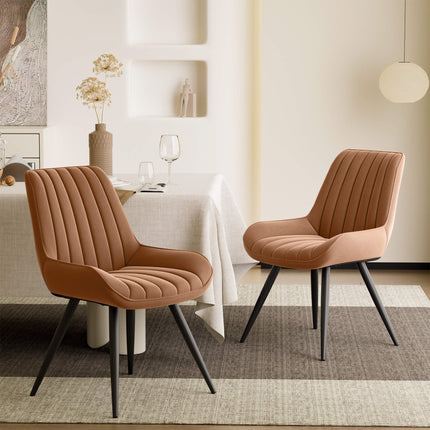 Modern Dining Chairs Fabric Upholstered Cushions Metal Legs Set of 4