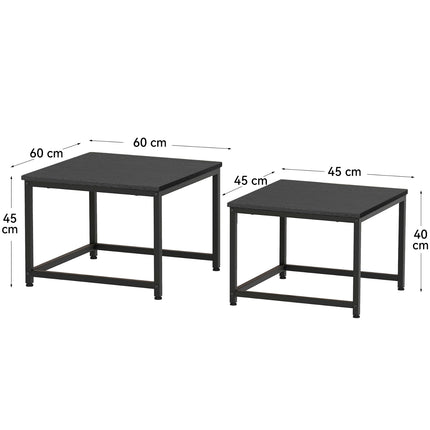 2-Piece Wooden Coffee Table Set – Square, Metal Frame