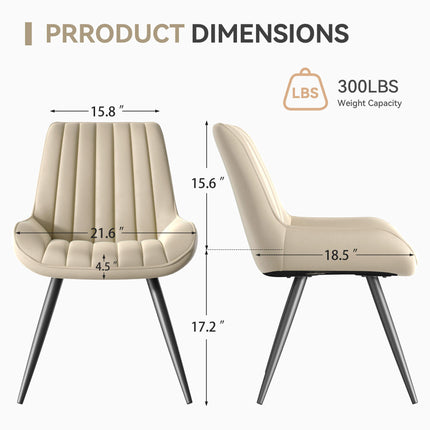 Modern Dining Chairs Fabric Upholstered Cushions Metal Legs Set of 4