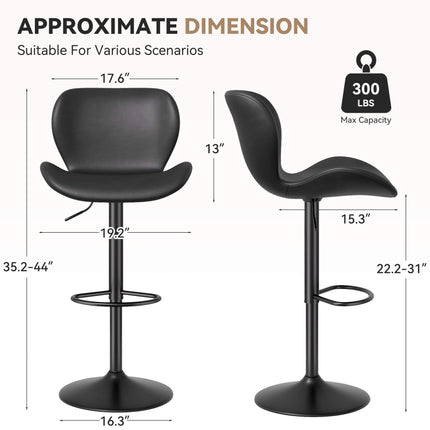 Adjustable Height Swivel Bar Stools Set of 2