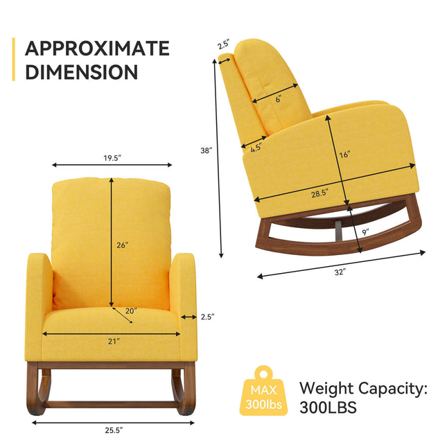 Rocking Accent Chair – Wooden Legs for Nursery & Living Room