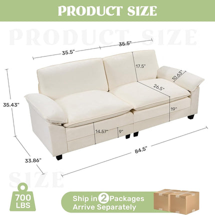 118" Modular Comfy Cloud Sectional Sofa
