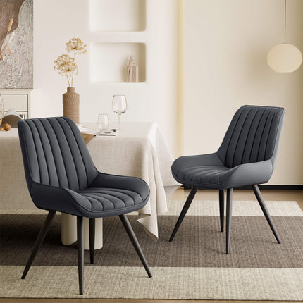 Modern Dining Chairs Fabric Upholstered Cushions Metal Legs Set of 4