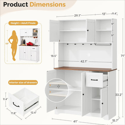 71" Kitchen Pantry Cabinet