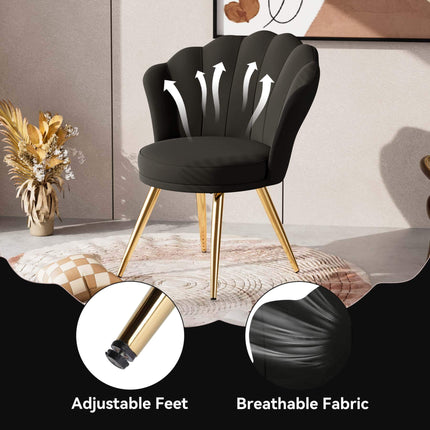 Velvet Upholstered Accent Chair Gold Metal Legs Vanity Chair