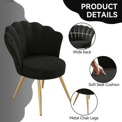 Velvet Upholstered Accent Chair Gold Metal Legs Vanity Chair