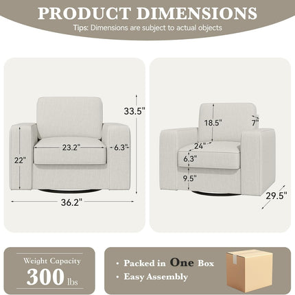 360° Swivel Accent Chair – Mid-Century 36” Wide FSC-Certified
