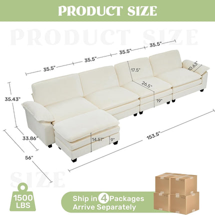 118" Modular Comfy Cloud Sectional Sofa