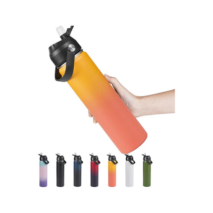 18oz Stainless Steel Insulated Bottle – Wide Mouth Leak-Proof with Straw