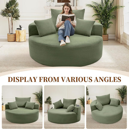 55” Corduroy Foam Sofa – Round, Sleeper, with Pillows