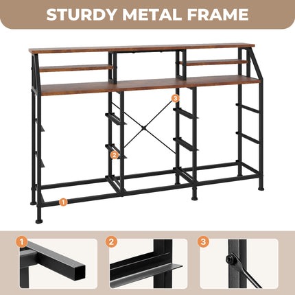 9-Drawer Fabric Storage Tower – Wood Top Metal Frame Side Pockets