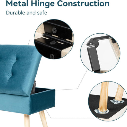 Storage Ottoman Bench – Upholstered, Safety Hinge, for Bedroom