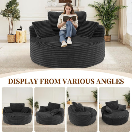 55” 3.5cm Thick Corduroy Foam Sofa – Round, with Pillows