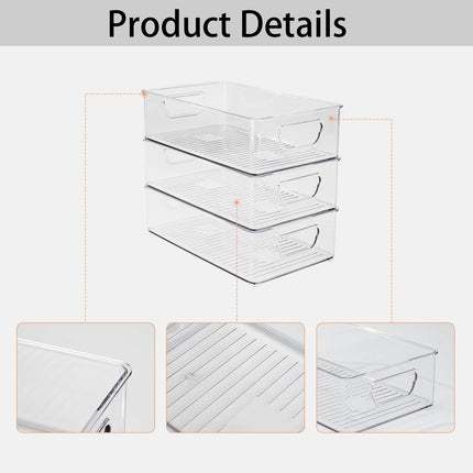 6-Pack Transparent Stackable Kitchen Organizer Fridge & Pantry Storage Bins