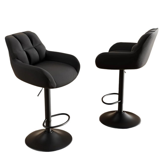 Adjustable PU Leather Bar Stools – 360° Swivel, with Armrest Set of 2