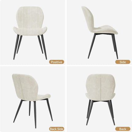 Velvet Dining Chairs – Thick Cushions, Metal Legs Set of 2