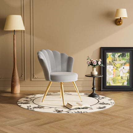 Velvet Upholstered Accent Chair Gold Metal Legs Vanity Chair