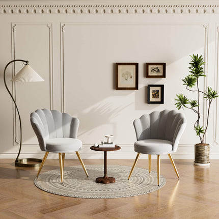 Velvet Upholstered Accent Chair Gold Metal Legs Vanity Chair