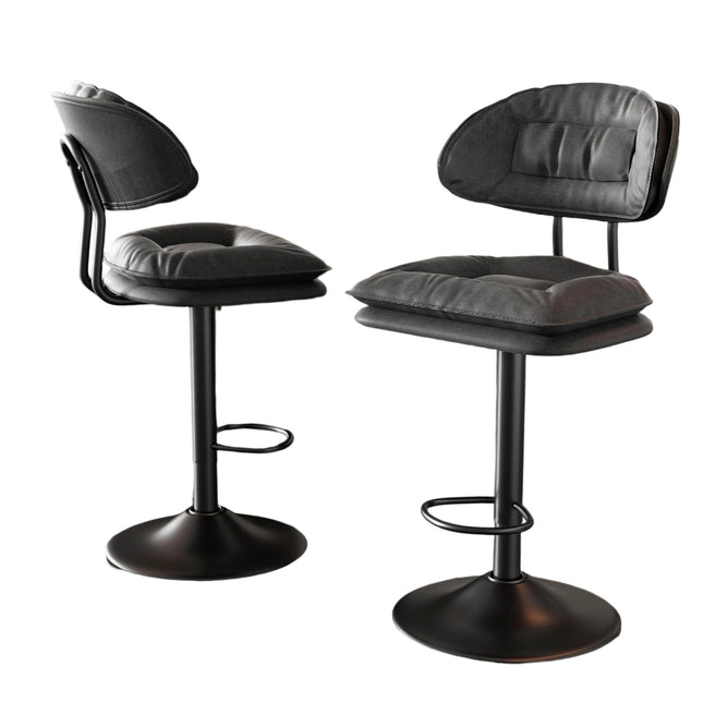 Adjustable Padded Bar Stools Double Layer with Backrest Set of 2
