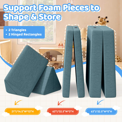4-Piece Modular Kids Sofa – Removable Cover Convertible Foam Cushions