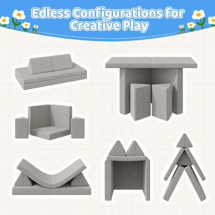 4-Piece Modular Kids Sofa – Removable Cover Convertible Foam Cushions