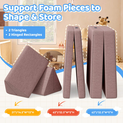 4-Piece Modular Kids Sofa – Removable Cover Convertible Foam Cushions