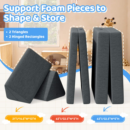 4-Piece Modular Kids Sofa – Removable Cover Convertible Foam Cushions