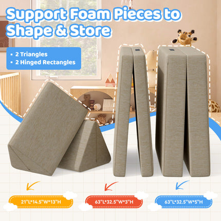4-Piece Modular Kids Sofa – Removable Cover Convertible Foam Cushions