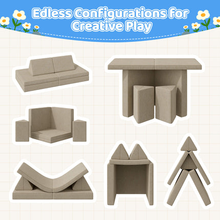 4-Piece Modular Kids Sofa – Removable Cover Convertible Foam Cushions