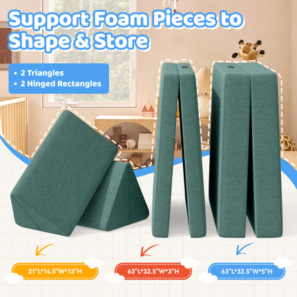 4-Piece Modular Kids Sofa – Removable Cover Convertible Foam Cushions