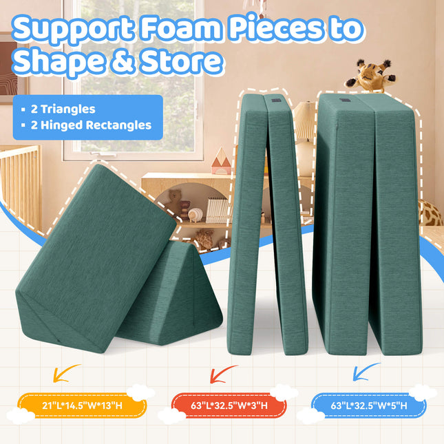 4-Piece Modular Kids Sofa – Removable Cover Convertible Foam Cushions