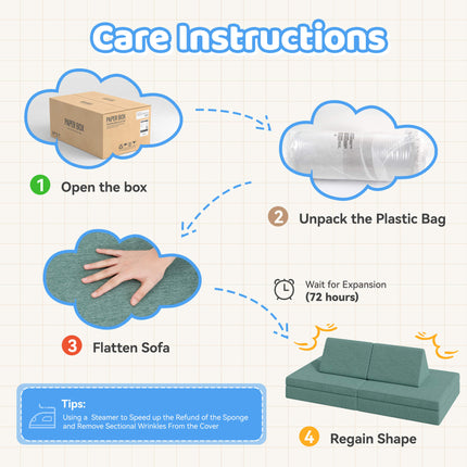 4-Piece Modular Kids Sofa – Removable Cover Convertible Foam Cushions