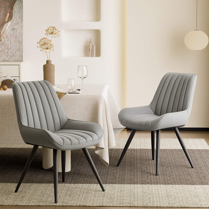 Modern Dining Chairs Fabric Upholstered Cushions Metal Legs Set of 4