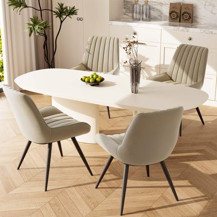 Modern Dining Chairs Fabric Upholstered Cushions Metal Legs Set of 4