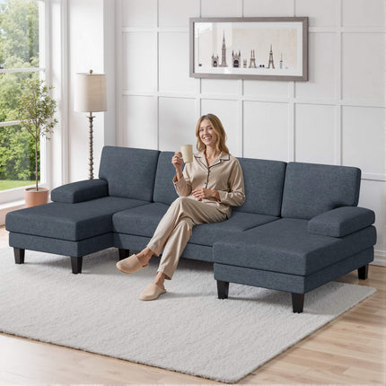 U-Shaped Sectional Sofa – Modular Double Chaise Sleeper Lounge