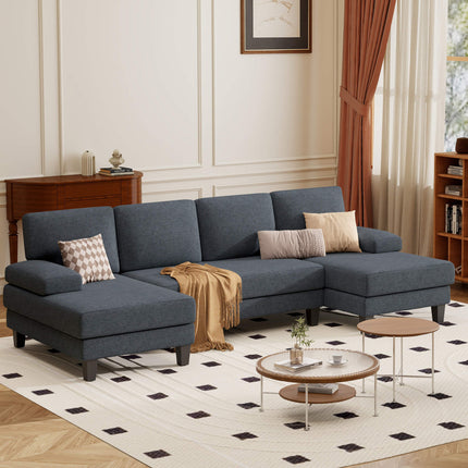 U-Shaped Sectional Sofa – Modular Double Chaise Sleeper Lounge