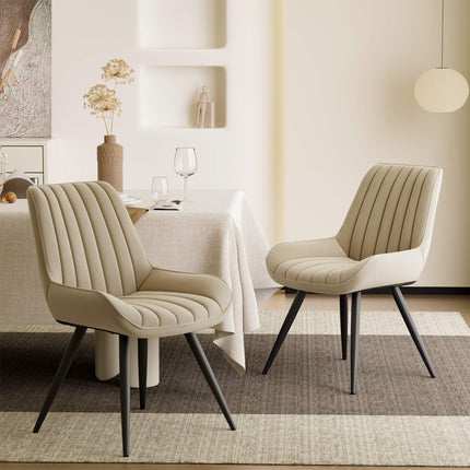 Modern Dining Chairs Fabric Upholstered Cushions Metal Legs Set of 4