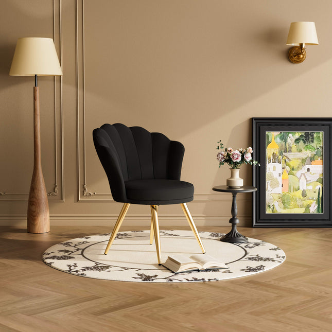 Velvet Upholstered Accent Chair Gold Metal Legs Vanity Chair