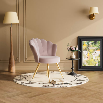 Velvet Upholstered Accent Chair Gold Metal Legs Vanity Chair