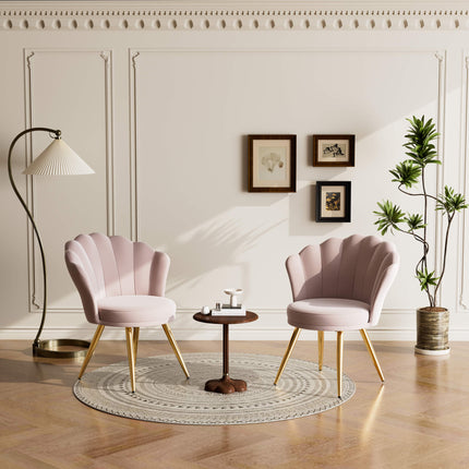Velvet Upholstered Accent Chair Gold Metal Legs Vanity Chair