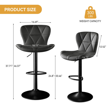 Adjustable Swivel Bar Stools Faux Leather Counter Height Set of 4