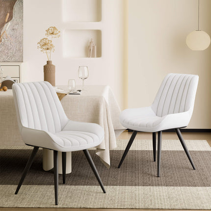 Modern Dining Chairs Fabric Upholstered Cushions Metal Legs Set of 4