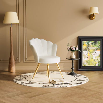 Velvet Upholstered Accent Chair Gold Metal Legs Vanity Chair